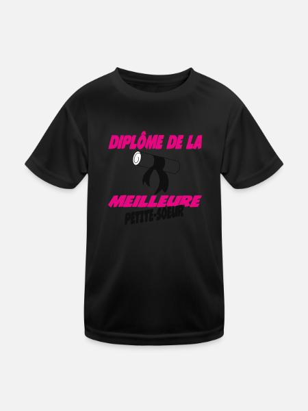 Diplom der besten KLEINEN SCHWESTER - Kinder Funktions-T-Shirt - Schwarz - Vorne