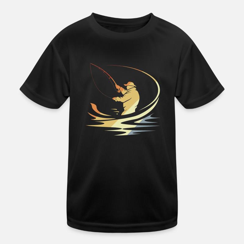 Fishing Sketch Retro Kids Functional T-Shirt