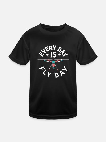 Every Day Is Fly Day RC Flight Drone Pilot - Kinder Funktions-T-Shirt - Schwarz - Vorne