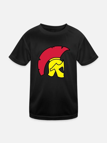 Spartan Helm - Kinder Funktions-T-Shirt - Schwarz - Vorne