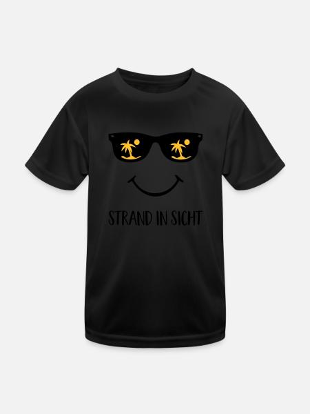 Strand in Sicht - Kinder Funktions-T-Shirt - Schwarz - Vorne