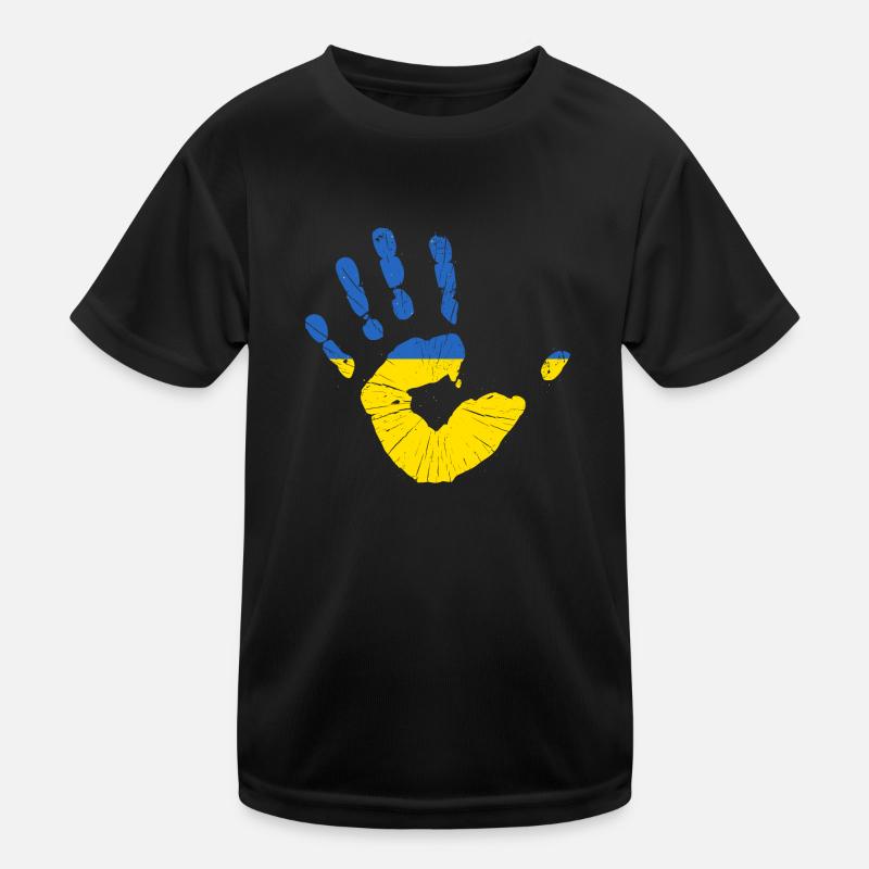 Ukraine Flag Handprint Ukrainian Flag Kids Functional T-Shirt