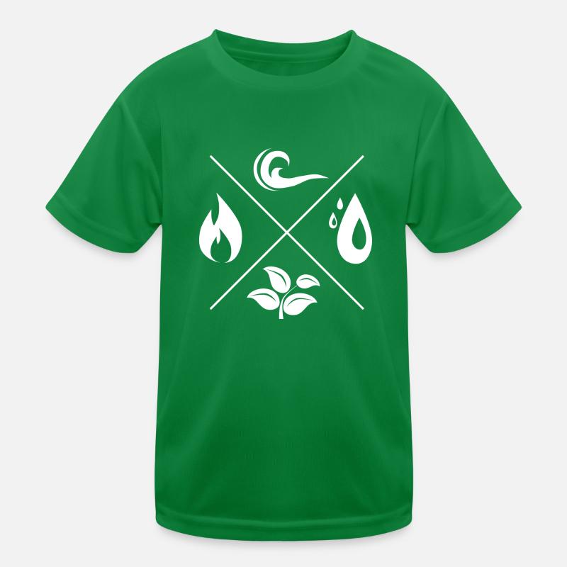 The 4 elements - fire, water, earth, air Kids Functional T-Shirt