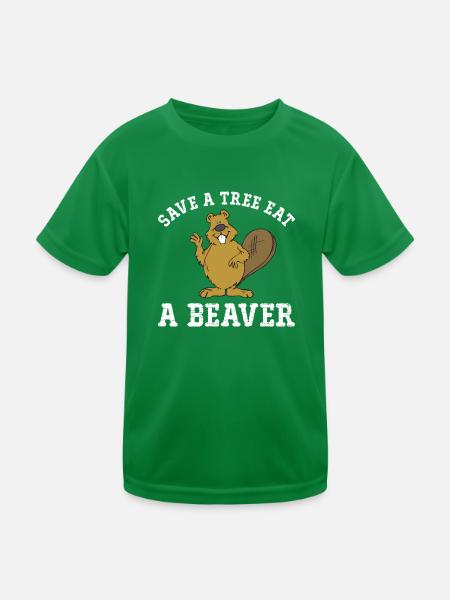 Save a Tree Eat a Beaver - T-shirt sport Enfant - vert - Devant