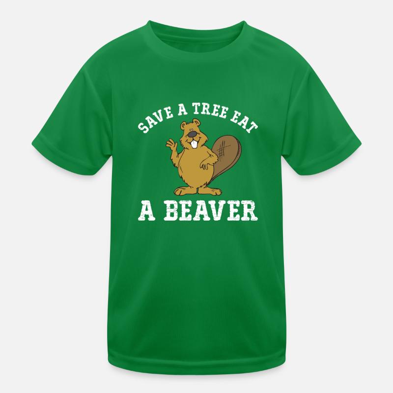 Save a Tree Eat a Beaver Kids Functional T-Shirt