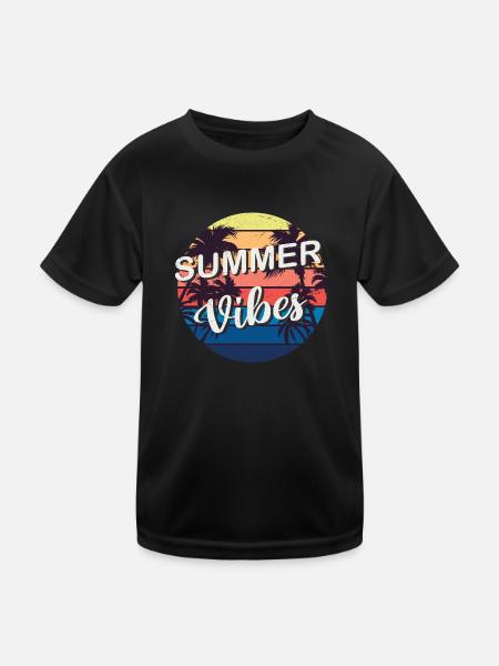 SUMMERVIBES / Summer Vibes - Kinder Funktions-T-Shirt - Schwarz - Vorne