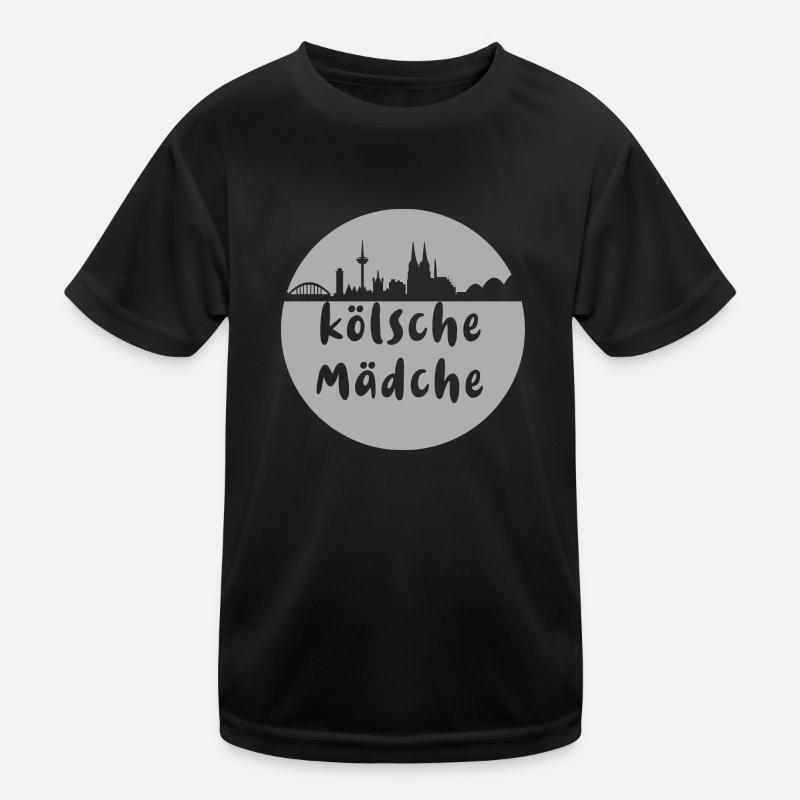Köln, skyline,scherenschnitt,grau,kölsche mädche - Kinder Funktions-T-Shirt - Schwarz