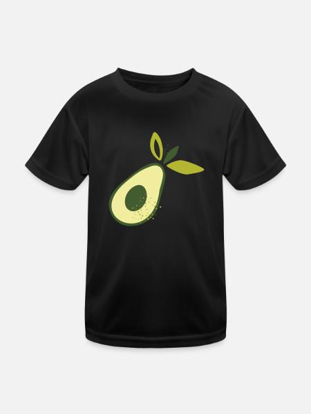 Avocado. Bio print. Vegan print. Food print. - Kinder Funktions-T-Shirt - Schwarz - Vorne