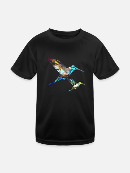 kolibri, graffiti ,malerei, vogel,malerei, - Kinder Funktions-T-Shirt - Schwarz - Vorne