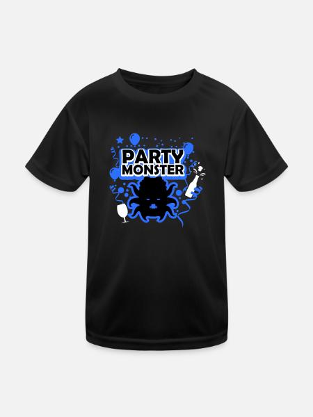 Party monster blue - Kids Functional T-Shirt - black - Front