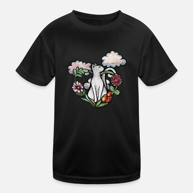 Weiße Katze Kinder Funktions-T-Shirt