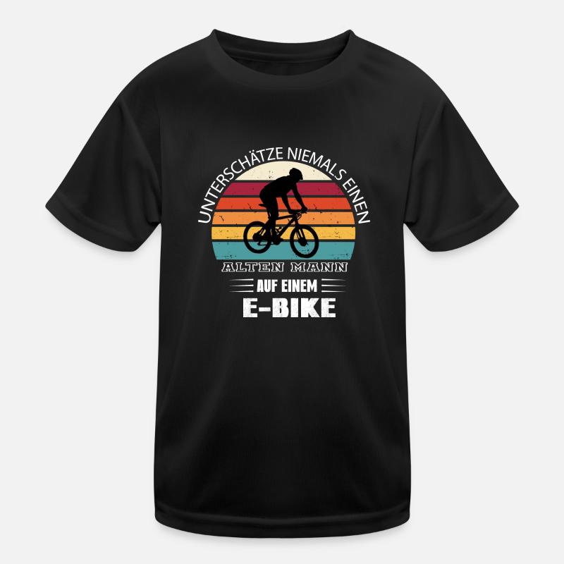 Alter Mann mit E-Bike Kinder Funktions-T-Shirt
