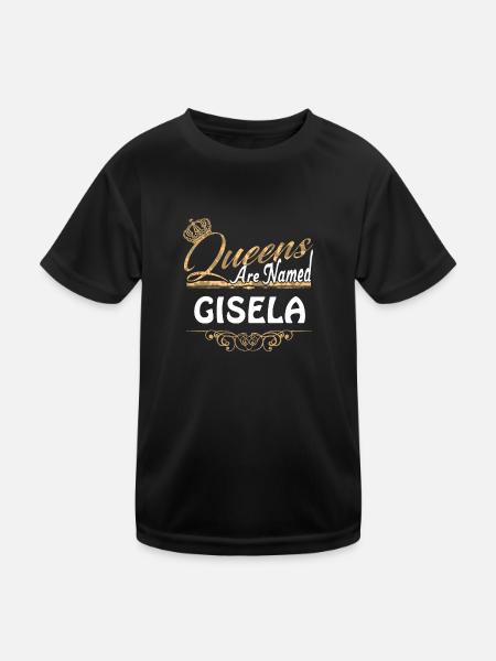 Queens Are Named Gisela Lustiges Geschenk - Kinder Funktions-T-Shirt - Schwarz - Vorne