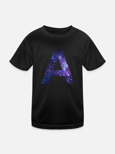 Galaxie A Buchstabe Weltall Milchstraße Geschenk - Kinder Funktions-T-Shirt - Schwarz - Vorne