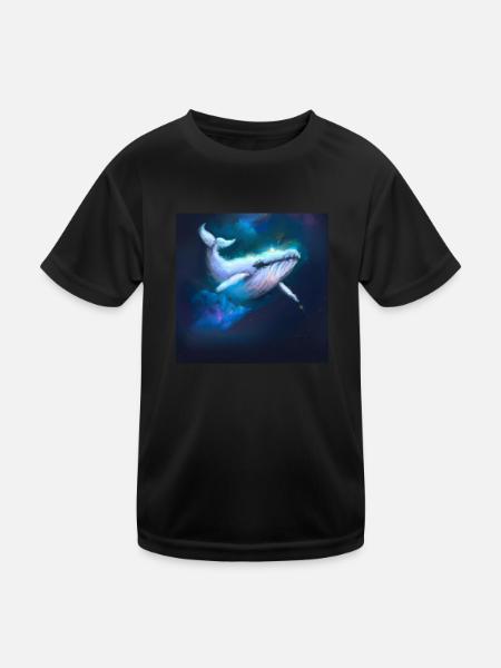 Whale floating in space - Kids Functional T-Shirt - black