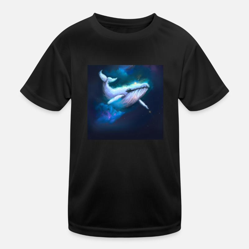 Whale floating in space - Kids Functional T-Shirt - black