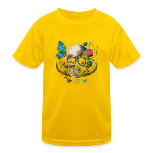 carpe diem - Totenkopf, Schmetterling, Blumen - Kinder Funktions-T-Shirt