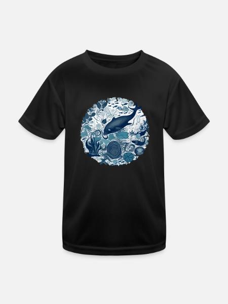 Wunder des Ozeans - Kinder Funktions-T-Shirt - Schwarz - Vorne