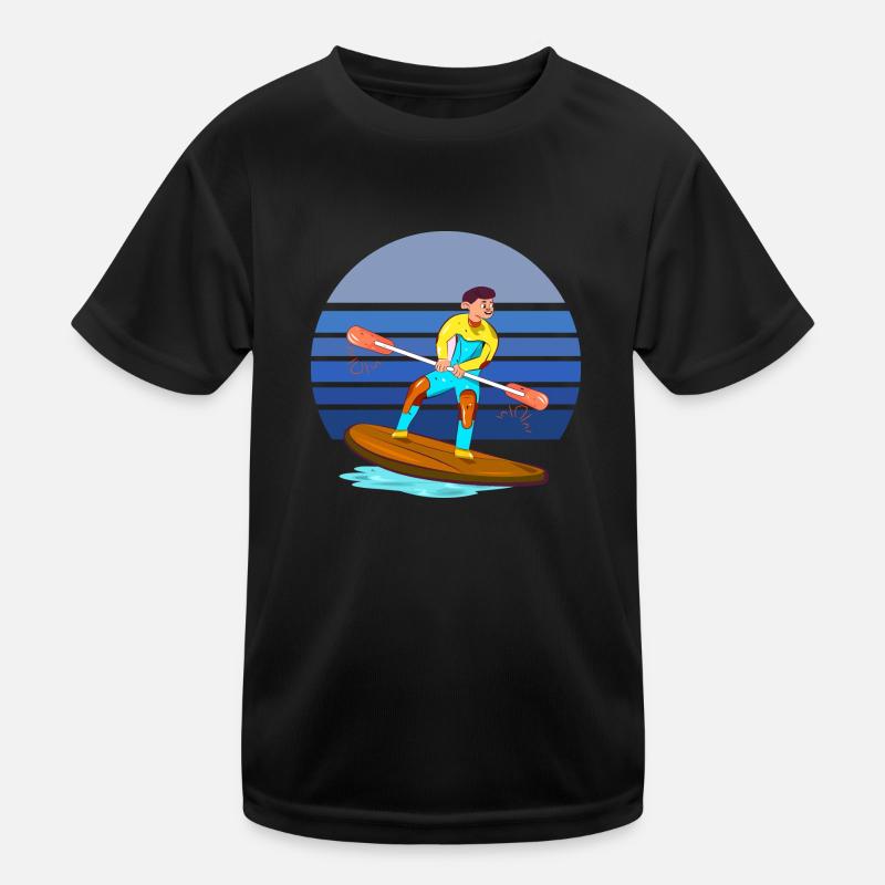 Paddleboarding Blue Retro Kids Functional T-Shirt