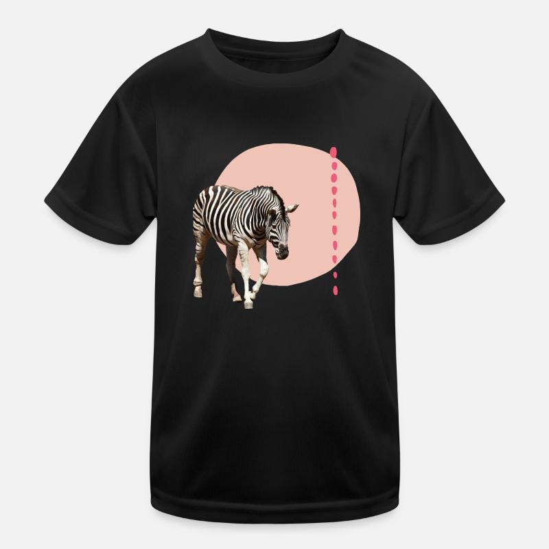Zebra - Kinder Funktions-T-Shirt - Schwarz