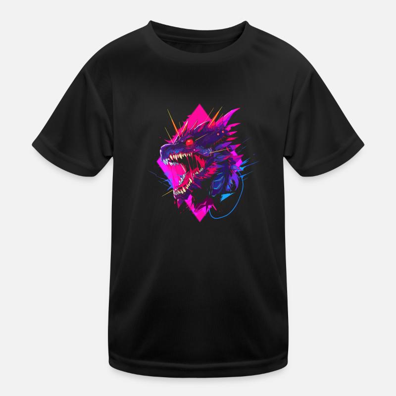 Synthwave Dragon Kinder Funktions-T-Shirt