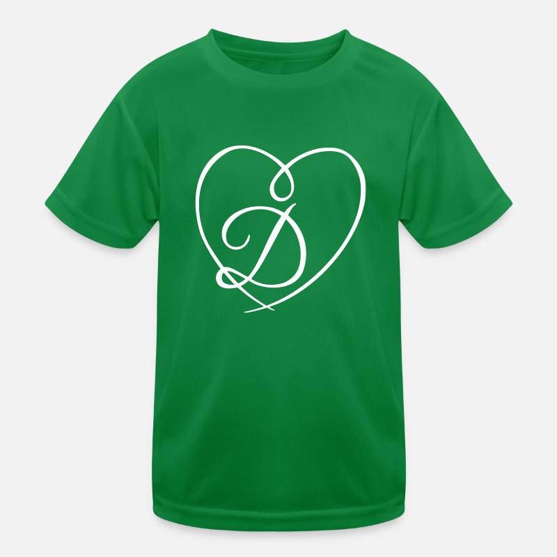 Letter D Calligraphy Heart Kids Functional T-Shirt