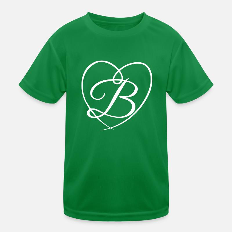 Letter B Calligraphy Heart Kids Functional T-Shirt