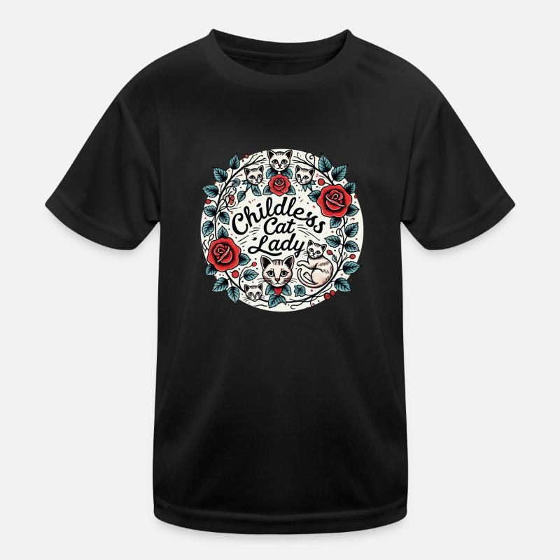Kinderlose Katzendame Kinder Funktions-T-Shirt