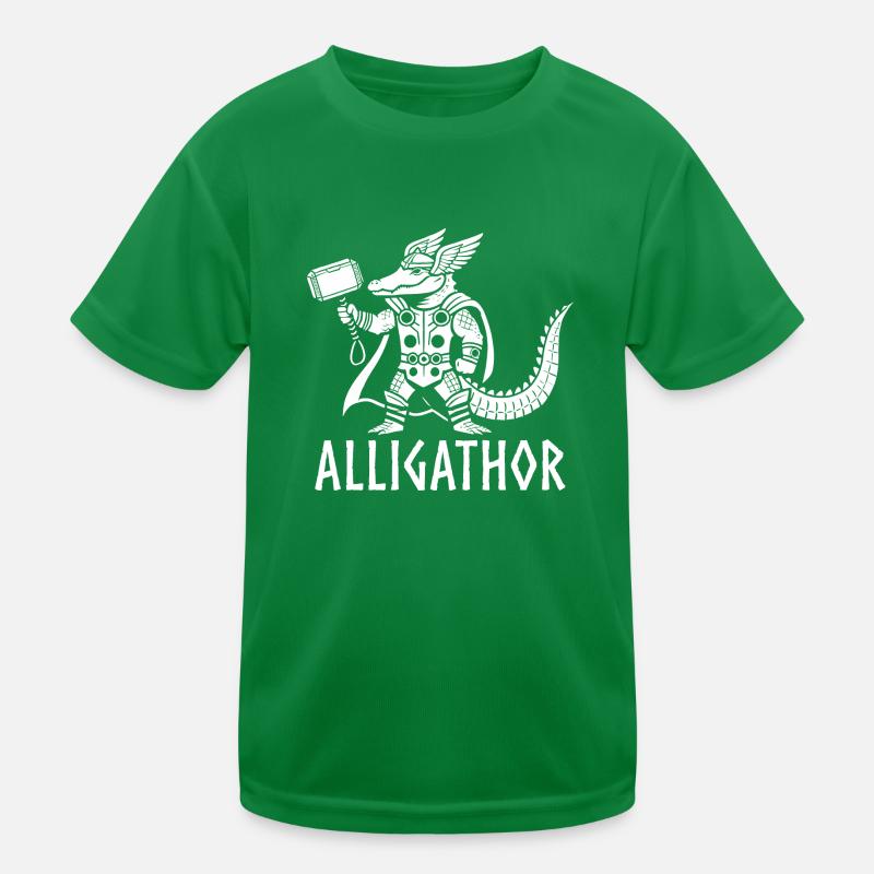 Alligathor Alligator Crocodile Vikings Viking pun Kids Functional T-Shirt