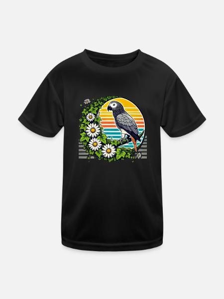 African Grey Parrot - Kids Functional T-Shirt - black - Front