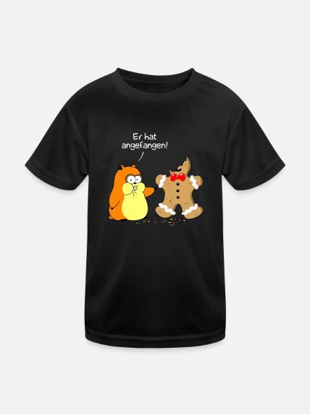 Hamster vs. Lebkuchenmann (whiteline) - Kinder Funktions-T-Shirt - Schwarz