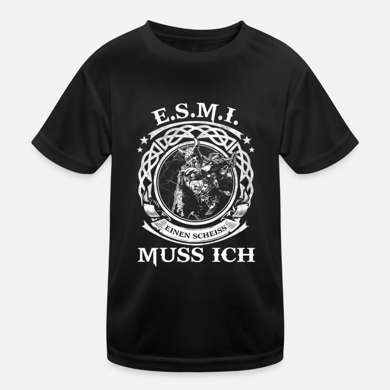 WIKINGER SHIRT - E.S.M.I - Einen Scheiss muss ich - Kinder Funktions-T-Shirt - Schwarz
