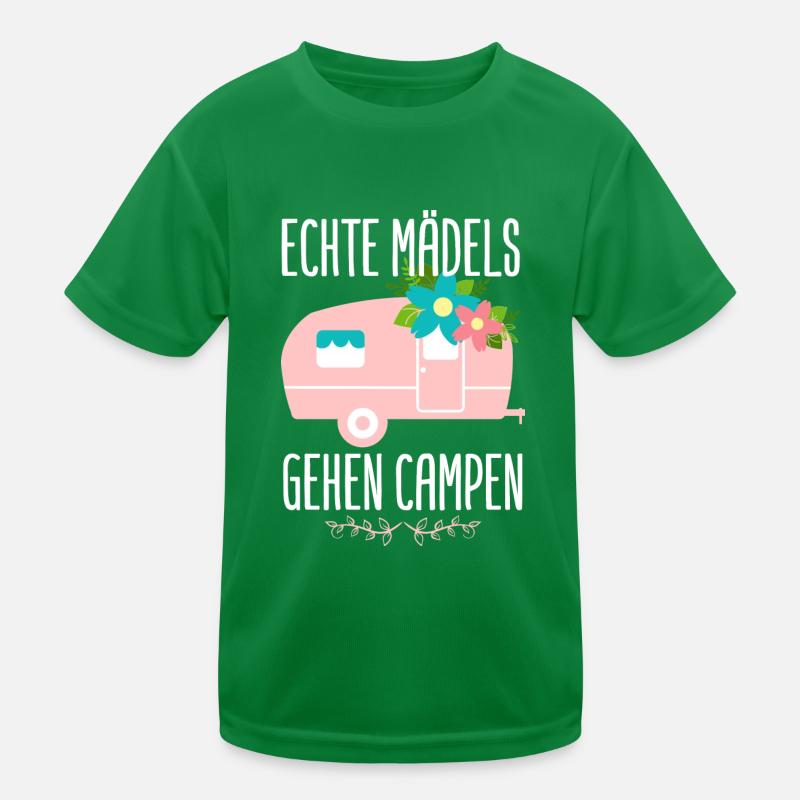 Echte Mädels gehen Campen Camping Wohnwagen Kinder Funktions-T-Shirt
