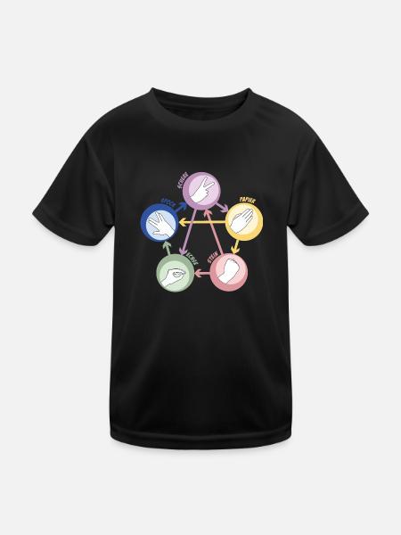 Spock Stein Schere - Big Bang - Kinder Funktions-T-Shirt - Schwarz - Vorne