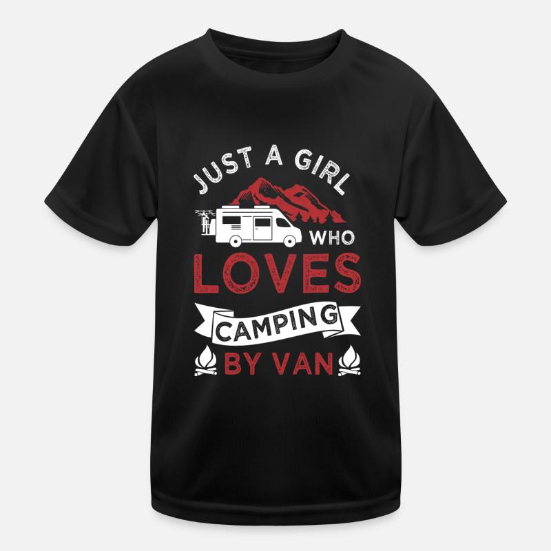 Nur ein Mädchen liebt Camper Camping Van Kinder Funktions-T-Shirt