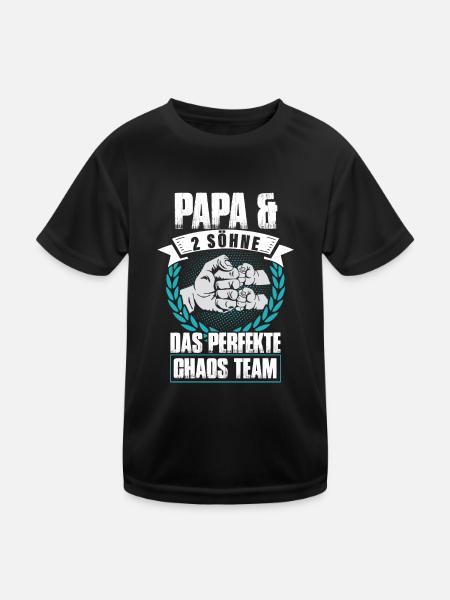 Papa 2 Söhne Das Perfekte Chaos Team - Kinder Funktions-T-Shirt - Schwarz - Vorne