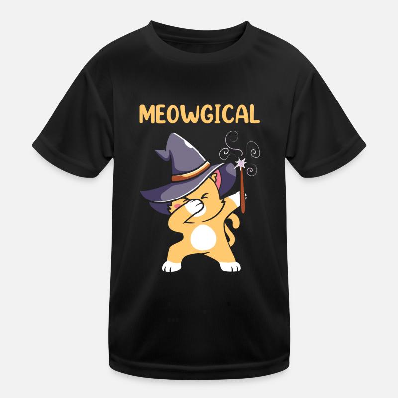 Halloween Cat Witch Kids Functional T-Shirt
