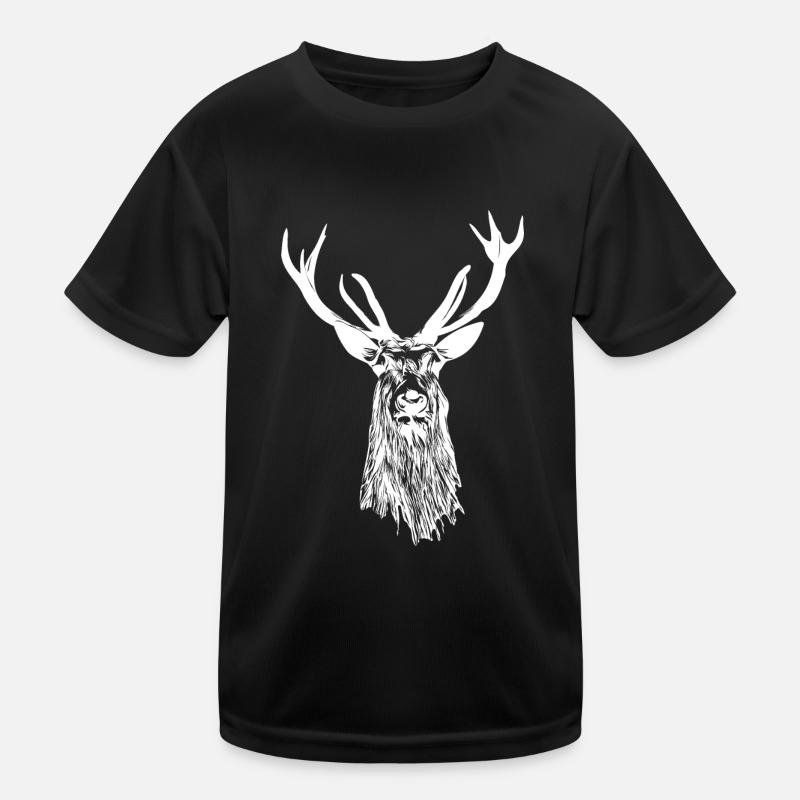 Ich liebe Hirsche Hirsch - Kinder Funktions-T-Shirt - Schwarz