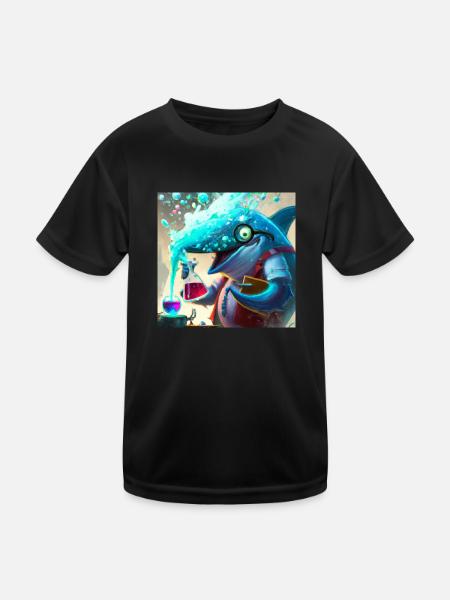 Mad dolphin scientist experimenting - Kids Functional T-Shirt - black - Front