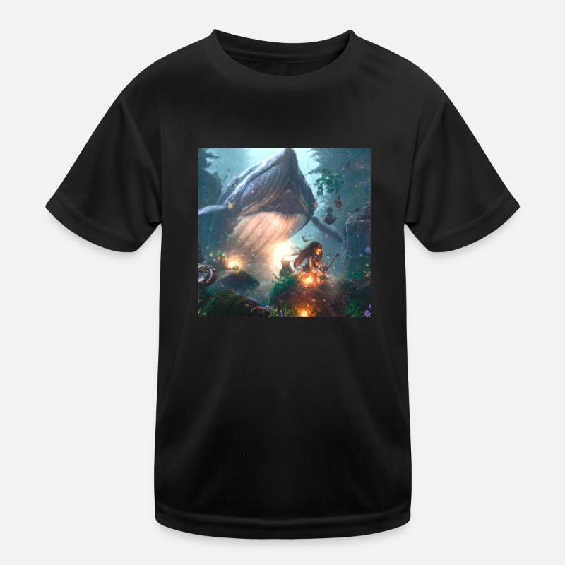 Creature in magical forest - Kids Functional T-Shirt - black