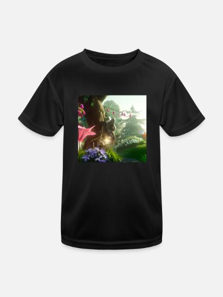 Magischer Wald - Kinder Funktions-T-Shirt - Schwarz - Vorne