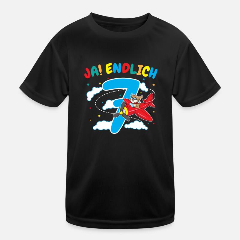 7. Geburtstag Hund Pilot Flugzeug Flieger Geschenk Kinder Funktions-T-Shirt
