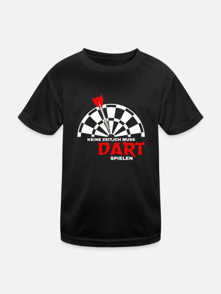 Dartpfeil Dartscheibe Hobby Dart Geschenk - Kinder Funktions-T-Shirt - Schwarz - Vorne