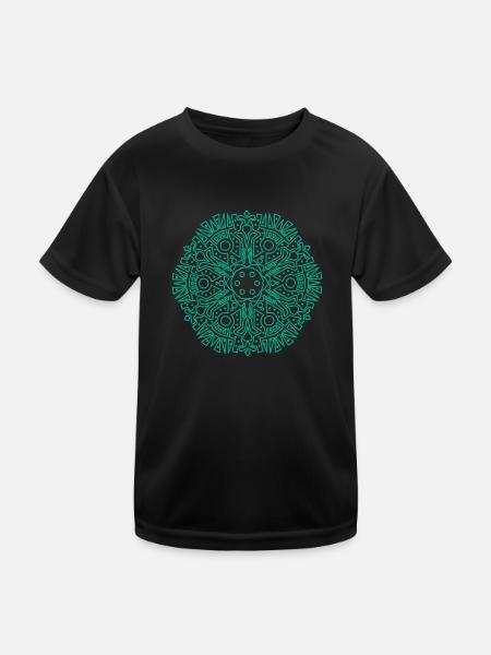 Maya Pattern - Kids Functional T-Shirt - black - Front