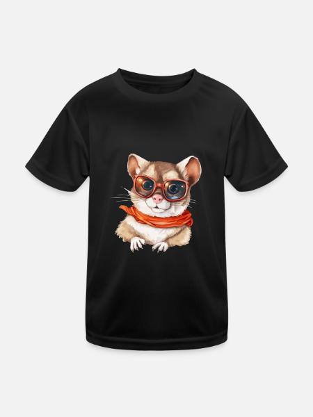 Lilo, das Brillenhörnchen - Kinder Funktions-T-Shirt - Schwarz - Vorne
