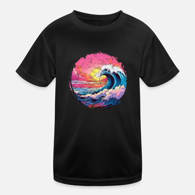 Sea, Wave, Sunset, Sun, Beach Summer Kids Functional T-Shirt