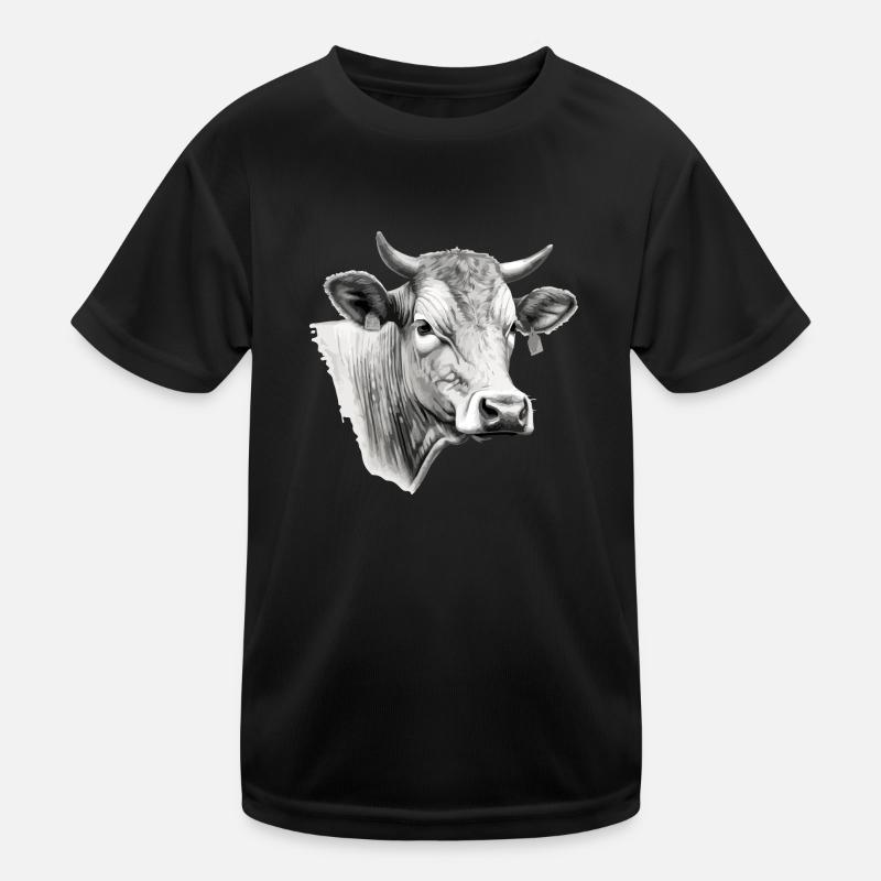Die Kuh in Bleistift 2 Kinder Funktions-T-Shirt