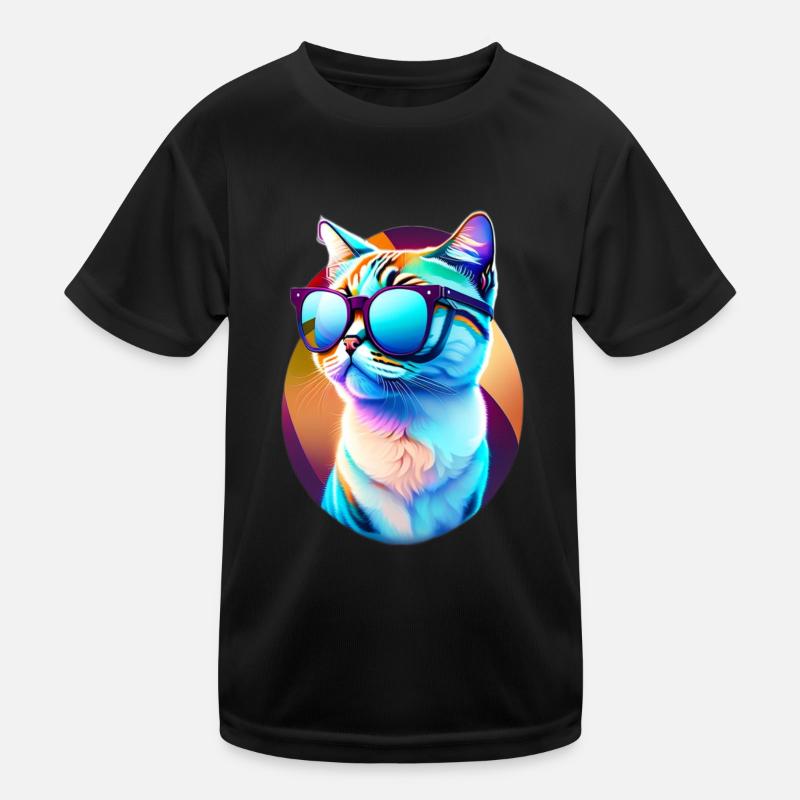 Brillenkatze Kinder Funktions-T-Shirt