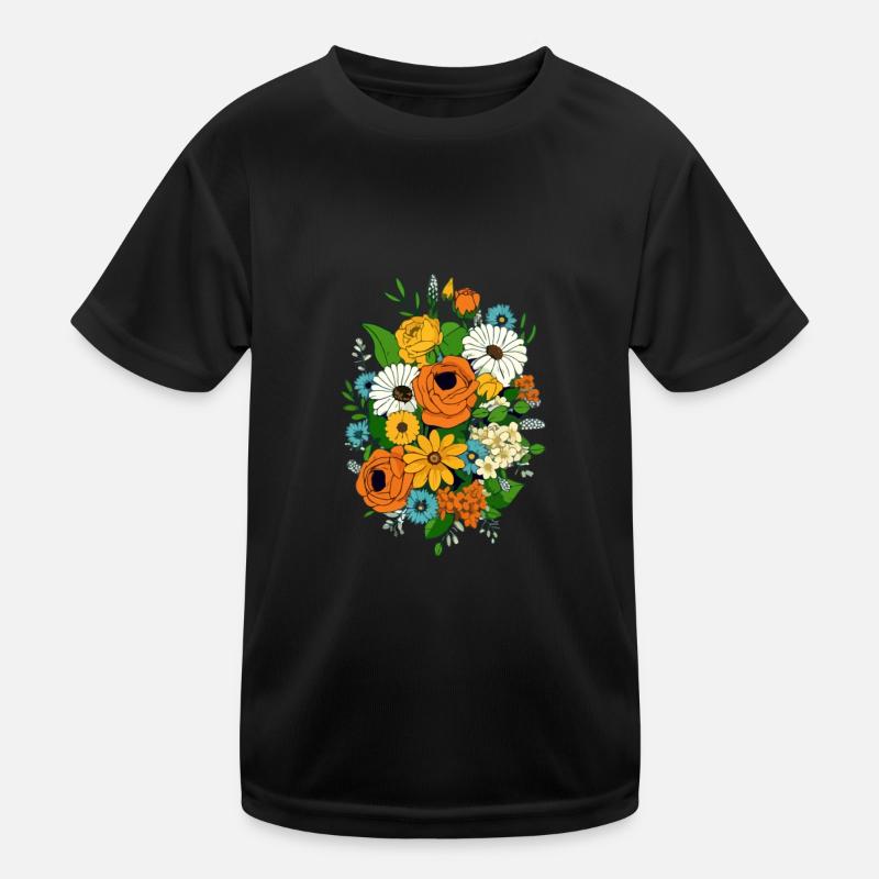 Composition florale type années 70 T-shirt sport Enfant