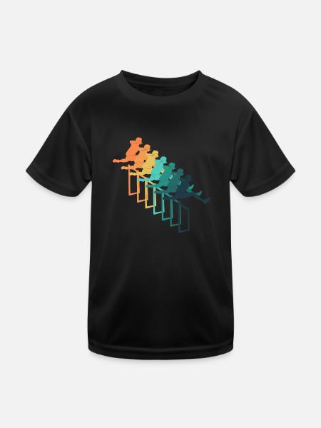 Retro hurdle racing - Kids Functional T-Shirt - black - Front